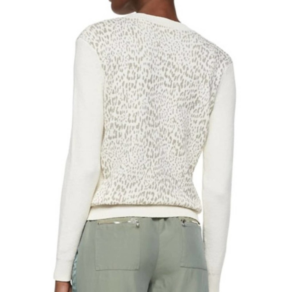 Rebecca Taylor Tomcat Leopard Pullover Cream Sweater Size Medium - Picture 9 of 9